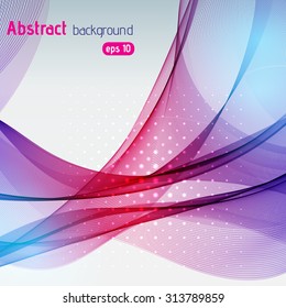 Colorful smooth light lines background. Pink, blue, purple colors.  Vector illustration
