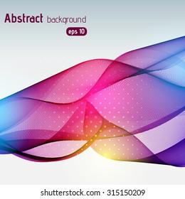 Colorful smooth light lines background. Pink, purple, blue, yellow colors. Vector illustration