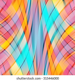 Colorful smooth light lines background. Yellow, orange, blue colors. Vector illustration