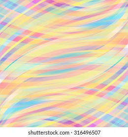 Colorful smooth light lines background. Yellow, pink, blue pastel colors. Vector illustration