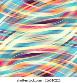 Colorful smooth light lines background. Yellow, white, blue, red colors. Vector illustration