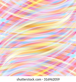 Colorful smooth light lines background. Yellow, pink, white colors. Vector illustration