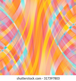 Colorful smooth light lines background. Yellow, orange, pink colors. Vector illustration