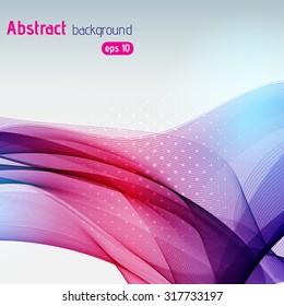 Colorful smooth light lines background. Pink, purple, blue colors. Vector illustration