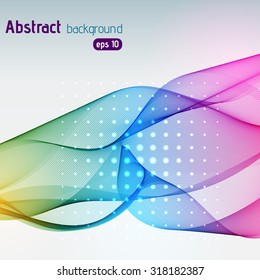 Colorful smooth light lines background. Rainbow-colored.  Vector illustration