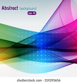 Colorful smooth light lines background. Rainbow-colored.  Vector illustration
