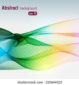Colorful smooth light lines background. yellow, green, blue color.Vector illustration