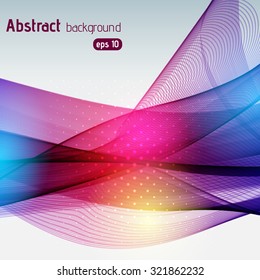 Colorful smooth light lines background. Pink, blue, yellow colors. Vector illustration