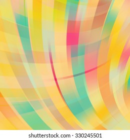 Colorful smooth light lines background. Yellow,orange, green, pink colors. Vector illustration