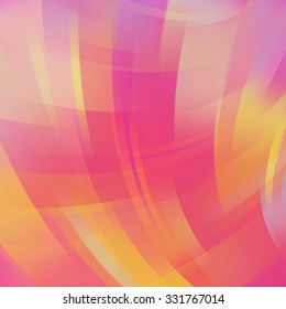 Colorful smooth light lines background. Pink, yellow, orange colors. Vector illustration