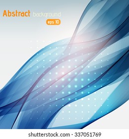 Colorful smooth light lines background. Blue colors. Vector illustration