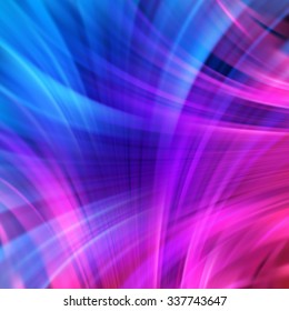 Colorful smooth light lines background.  Pink, blue colors. Vector illustration