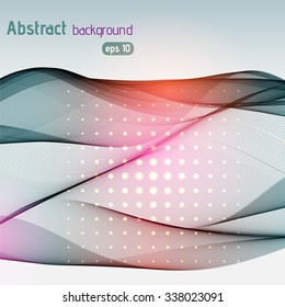 Colorful smooth light lines background. Gray, pink colors. Vector illustration