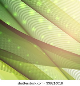 Colorful smooth light lines background. Green colors.  Vector illustration