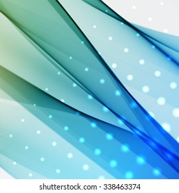 Colorful smooth light lines background. Green, blue colors. Vector illustration