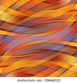 Colorful smooth light lines background. Yellow, orange, brown colors. Vector illustration