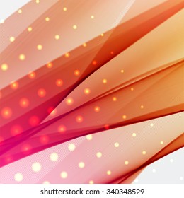 Colorful smooth light lines background. Pink, orange colors. Vector illustration