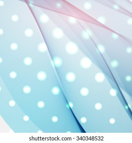 Colorful smooth light lines background. Blue, white, pink colors. Vector illustration