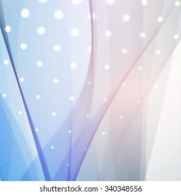Colorful smooth light lines background. Pink, blue, white colors. Vector illustration