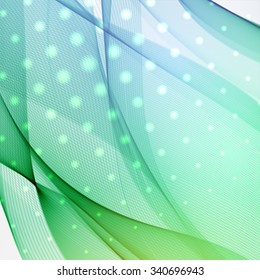 Colorful smooth light lines background. Green, blue colors.  Vector illustration