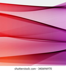 Colorful smooth light lines background. Red, pink colors. Vector illustration
