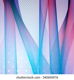 Colorful smooth light lines background. Pink, purple, blue colors. Vector illustration