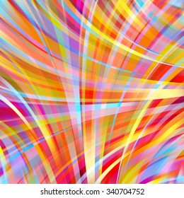 Colorful smooth light lines background. Red, yellow, orange colors.  Vector illustration