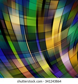 Colorful smooth light lines background. Green, yellow, blue, black colors.  Vector illustration