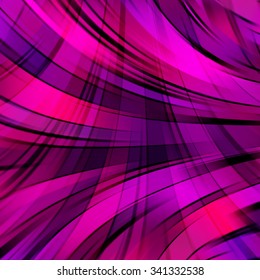 Colorful smooth light lines background. Pink, purple, black colors. Vector illustration