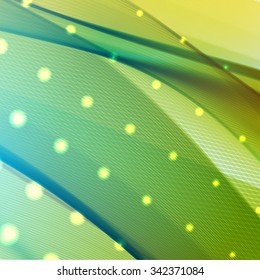 Colorful smooth light lines background. Green, white colors.  Vector illustration