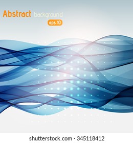 Colorful smooth light lines background. Blue, white, pink colors. Vector illustration