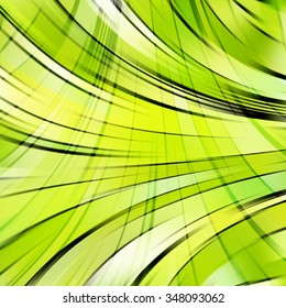Colorful smooth light lines background. Green, yellow colors. Vector illustration