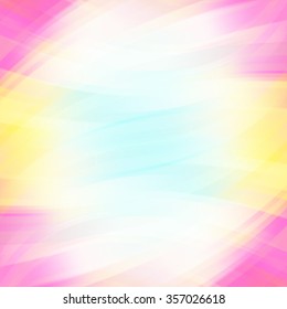 Colorful smooth light lines background. Pink, white, yellow  colors.  Vector illustration
