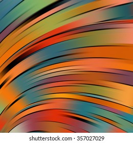Colorful smooth light lines background.  Green, orange colors. Vector illustration
