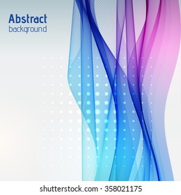 Colorful smooth light lines background. Pink, blue colors. Vector illustration