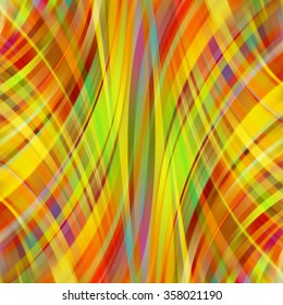 Colorful smooth light lines background. Yellow, green, red, orange colors. Vector illustration