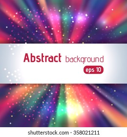 Colorful smooth light lines background. Pink, yellow, blue, black colors. Vector illustration