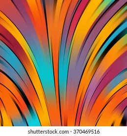 Colorful smooth light lines background. Blue, yellow, orange colors. Vector illustration.