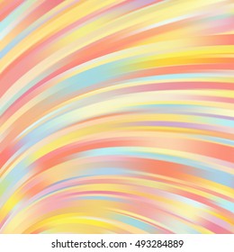 Colorful smooth light lines background. Yellow, orange, blue colors. Vector illustration.
