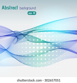 Colorful smooth light lines background.Green, blue colors.  Vector illustration
