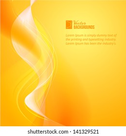 Colorful smooth light lines over orange background. Vector illustration, eps 10, contains transparencies.