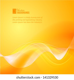 Colorful smooth light lines over orange background. Vector illustration, eps 10, contains transparencies.