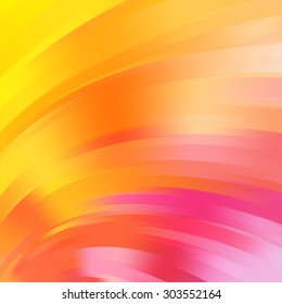 Colorful smooth light yellow, orange, pink lines background. Vector illustration.