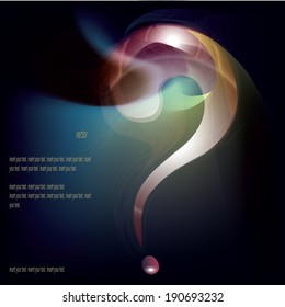 Colorful smooth twist light lines vector background, question
