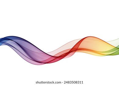 Colorful smooth wave lines isolated on white background. Design element abstract wave in rainbow colors.