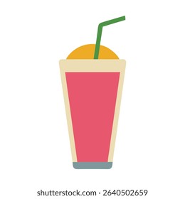 Colorful smoothie illustration with straw for summer drinks menu designs
