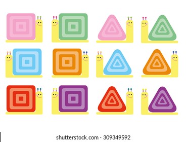Colorful Snails Set Vector