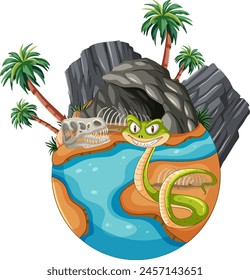 Colorful snake on a small tropical island.