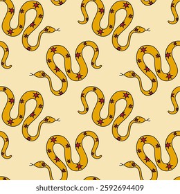 Colorful snake pattern on light background showcasing a unique and artistic design ideal for fabric or wallpaper