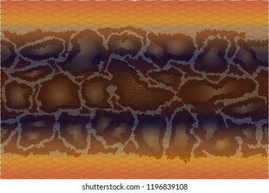 Colorful snake skin texture. Seamless vector border with spotty pattern. Safari textile collection. Brown, beige.
